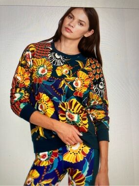 Johnny Was Janie favorite relaxed tape sweatshirt - multicolor sz L